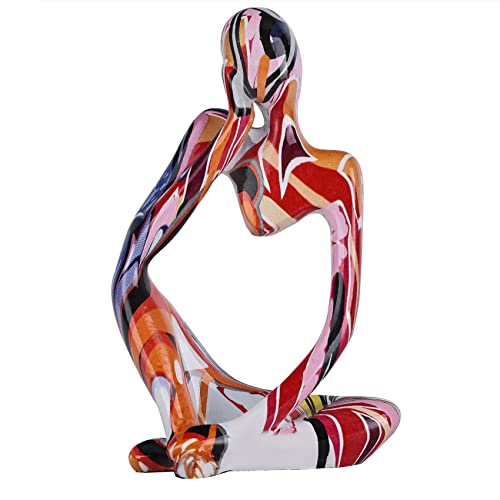 Minimalist Abstract Mini Graffiti Left Thinker Statue, Colorful Art Meditation The Thinker Figurine Ornaments, Bookshelf Coffee Table Decor Home Office Desk Tabletop Living Room Decor Figurine #TOP11