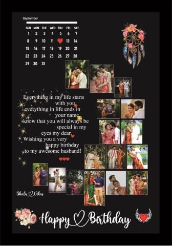 A4size Customized Calendar Photo Frame For Birthday Or Annivarsary Personalized Photo Frame With Photo Upload Customized with Your Own Picture And message (A4)