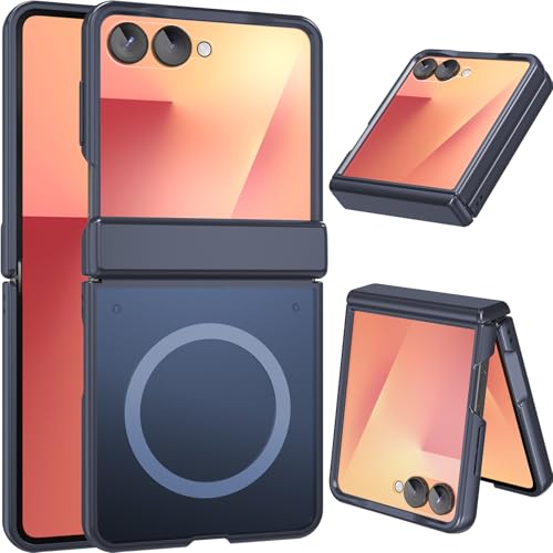 Image of WRJ for Samsung Galaxy Z Flip 8 Case Built-in Screen Protector,Blue