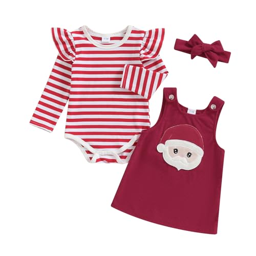 Christmas Halloween Skirt Outfit Newborn Baby Girl Ruffle Romper Suspender Corduroy Overall Dress 3Pcs Clothes