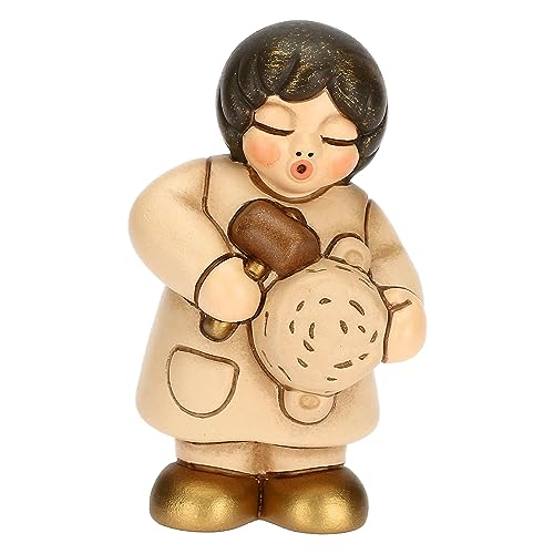 THUN - Venditore di Pentole in Ceramica Decorata a Mano, Colore Champagne, Linea Presepe Classico, Decorazioni Natale Casa, 4.7x3.6x8 cm