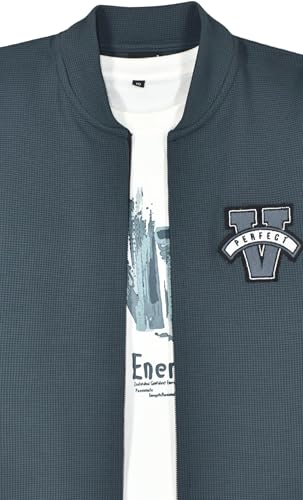 Image of Boys Full Sleeves Solid Jacket and T-Shirt