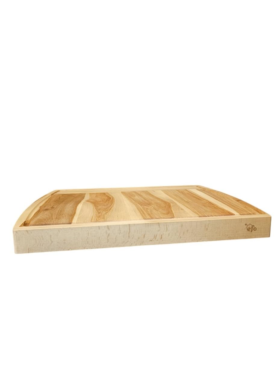EFO Tagliere in Legno XL 47 x 37 cm, Grande Tagliere in Legno di Faggio con Bordo di Appoggio, Ideale per Taglio Stabile e Trasferimento Efficiente degli Alimenti