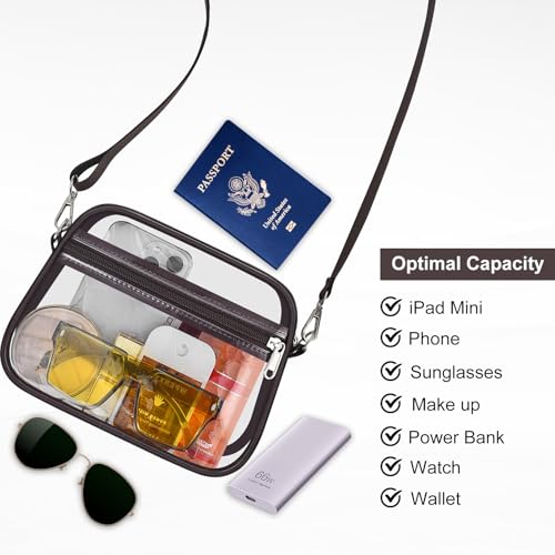 Image of Clear Bag for Stadium Events Clear Sports Fan Handbags Purses with Adjustbale Strap for Concerts Festivals Game Day