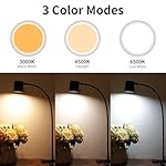 Dott Arts Desk Lamp,USB Clip On Light,3 Color Modes,10 Brightness Levels,360° Gooseneck LED Reading Light,Eye-Care for Home Office,Headboards, Black - Image 2