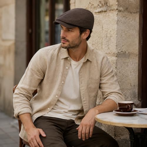 Image of 3Pcs Men's Newsboy Caps Cotton Cooling Hat Adjustable Flat Cap for Men