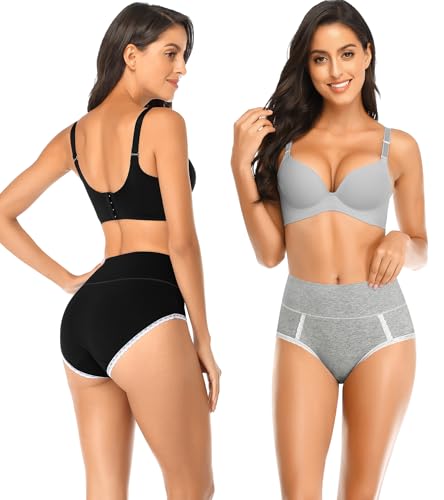 Image of Womens Underwear,Cotton Mid Waist No Muffin Top Full Coverage Brief Ladies Panties Lingerie Undergarments for Women Multipack