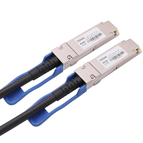 Image of 100GbE QSFP28 DAC Twinax Cable, 0.5 Meter 100GBASE-CR QSFP28 to QSFP28 Passive Copper Cable, Compatible for Mellanox MCP1600-C0005, with Blue Pull Tab