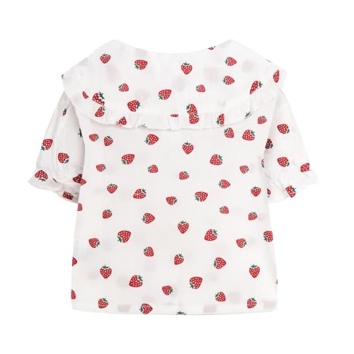 Image of Mud Kingdom Little Girls Peter Pan Collar Blouse Cotton Short Sleeve Button Up