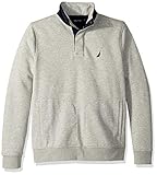  Nautica Tech Fleece 1/2 Snap Pullover Polo, Gris (Grey Heather 0gh), Small (Tamaño del Fabricante:S) para Hombre