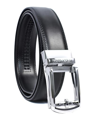 Image of WildHorn Men's Leather Belt Gift Set | Genuine Leather belt Strap with 2 Interchangeable Buckles | Formal & Casual Wear Adjustable Belt | Automatic lock leather belt for men