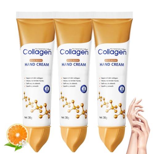 3PCS Collagen Hand Cream for Women,Collagen Anti-Aging Hand Cream for Women-Intensive Moisturiser for Very Dry Hands,Nourishing Hand Cream Set with Collage/n for Cracked Hands