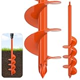 Dolibest 4 x24 Auger Drill Bit for Planting, Steel Garden Auger for Post Hole Digger, Bulb Planter Tool for Beach Umbrella, Mailbox, Fence Post Holes Digger - Fits 3/8' Hex Drill