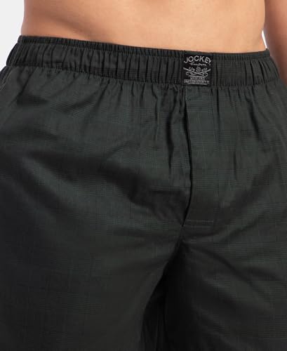 Image of Jockey HG18 Men's Tencel Lyocell Cotton Checkered Boxer Shorts with Side Pockets Scarab L