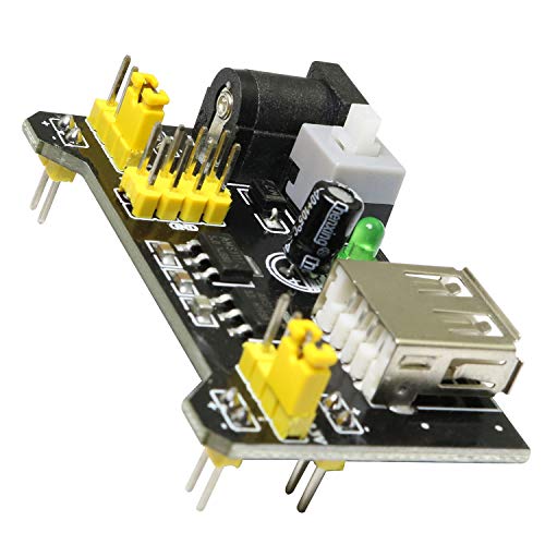 Magic&shell 2PCS MB102 Breadboard Power Supply Module and 9v Battery Clip with 2.1mm X 5.5mm Male DC Plug Assortment Kit for Arduino