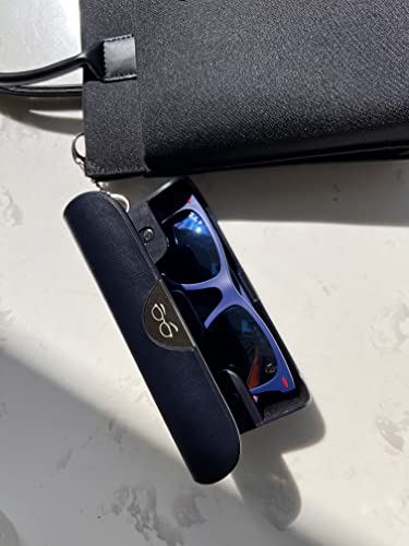 Eyecarry Deep Navy Eyeglasses Case, Soft Vegan Leather Glasses Holder, Patented Open Face Design For Easy One-Handed Access, Hard Shell Case For Men Or Women Sunglasses, Reading Glasses & More #TOP1