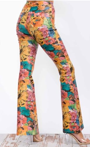 High Waist Foral Flared Bottom Jeans2