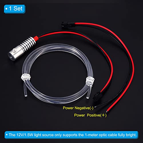 Image of PATIKIL 4mm 1m PMMA Side Glow Fiber Optic Cable Kit, with LED Aluminum Illuminator 12V 1.5W Guide Light Source Decoration for Home DIY Lighting, Red
