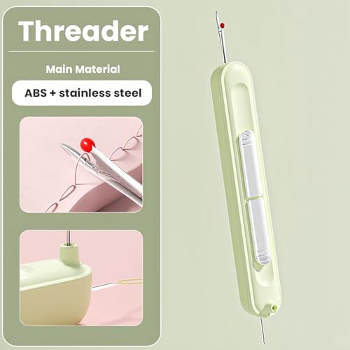 2 in 1 Needle Threader Seam Ripper, 2025 Upgrade Plug-in Needle Threader Stretchable Remover Needle Threading Tool for Hand Sewing Knitting Cross Stitch Craft Quilting Supplies (Yellow)