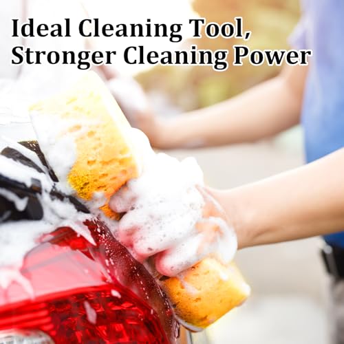 Image of Qianyu Car Wash Sponges 3 Pack Extra Thick Large Sponges Super Absorbent Cleaning Supplies All-Purpose Foam Scrubber Kit Random Color Easy Grip Sponges for Kitchen Bathroom Household Dishes Bike Boat
