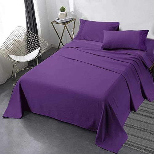 Secura Everyday Luxury Queen Bed Sheet Set 4 Piece - Soft Microfiber 1800 Thread Count 16" Deep Pocket Sheet Sets - Hypoallergenic, Wrinkle & Fade Resistant (Purple)