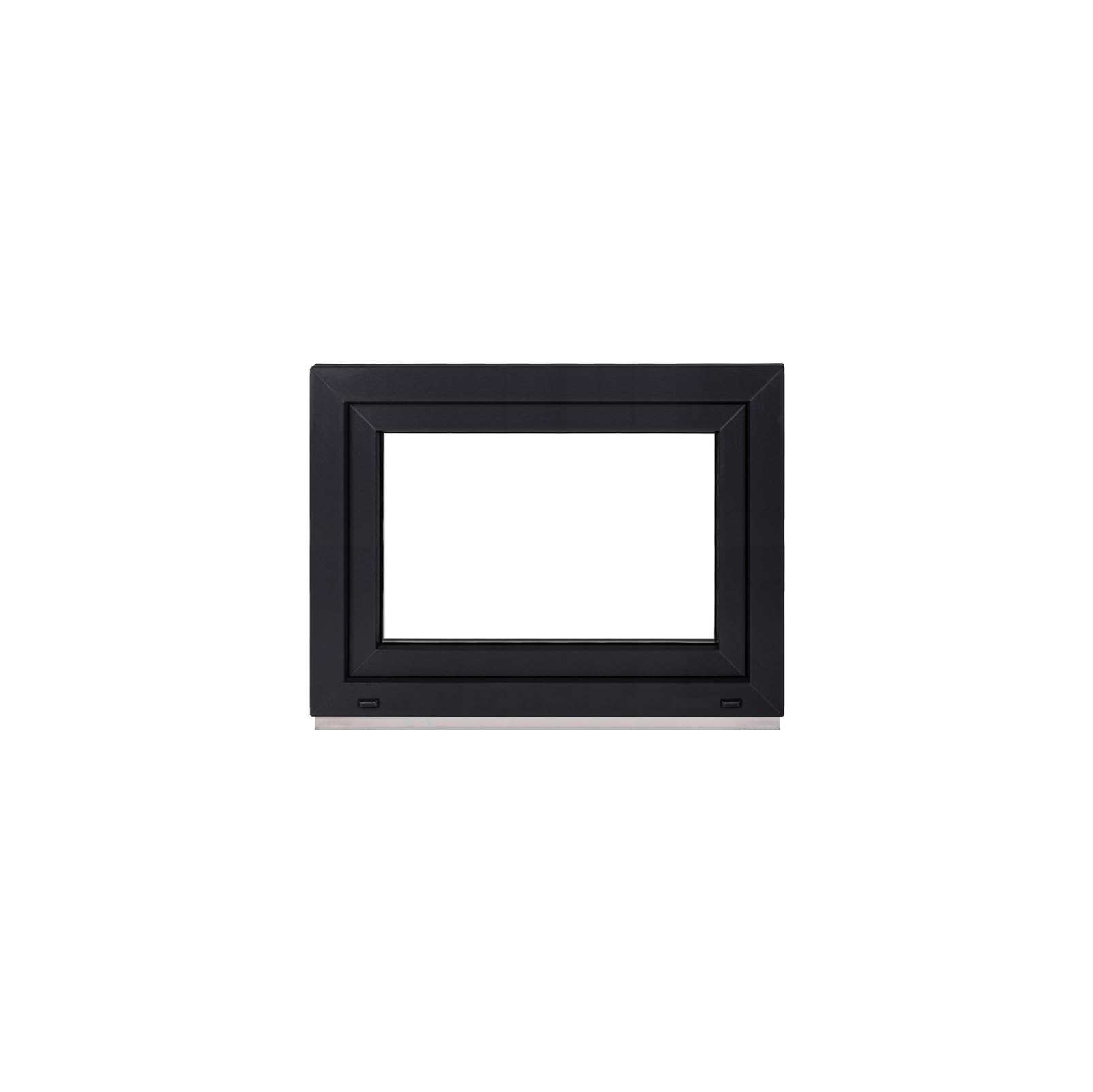 Framex Finestra per cantina, finestra in plastica, interno bianco/esterno antracite, larghezza x altezza 80 x 55 cm (800 x 550 mm), 3 scomparti (32 mm), ribaltabile e girevole, DIN, apertura a destra