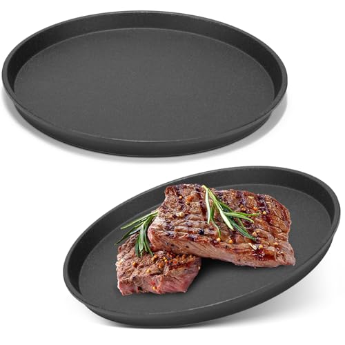 Maxdot 2 sartenes pequeñas de hierro fundido de 7.5 pulgadas, sartén redonda de hierro fundido para pizza, camping, mini plancha de acero al carbono para cocinar barbacoa, hornear, asar, freír, en el