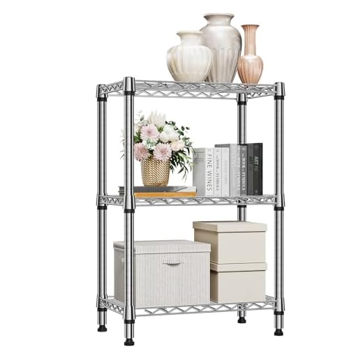 M MZG 750 lbs 3 Tier Shelf Metal Storage Shelves Shelving Wire Rack Heavy Duty Closet Organizers for Garage Kitchen Bathroom Laundry Chrome 13.8" D x 23.6" W x 35.5" H