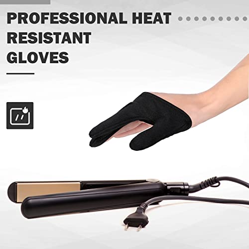 2 pcs heat resistant gloves for hair styling curling wand 3 finger reusable mittens protection gloves for barber dye protector straightening