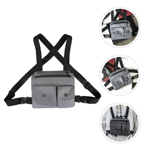 Bolsa de pecho portátil chaleco ligero gris para deporte exterior 6