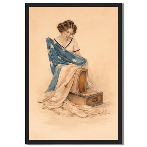 Framed vintage patriotic canvas print art exquisite wall art painting