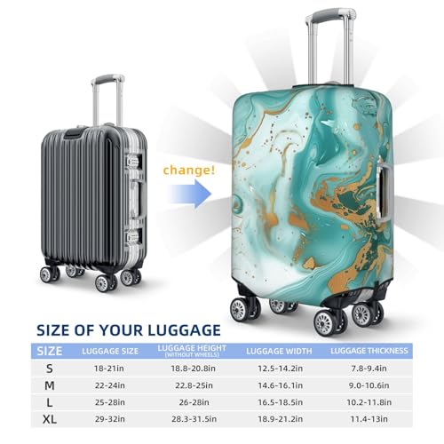 Teal Gold Marble Luggage Cover Washable Elastic Suitcase Cover Anti-Scratch Travel Luggage Protector Covers for Kids Adult M fits 22-24 inch Suitcase4