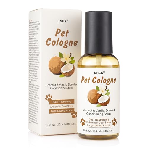 Perfume de perros – Desodorante y acondicionador 2 en 1 para perros y gatos, aroma coco vainilla, spray desenredante, larga duración, vegano y sin crueldad animal – 120 ml