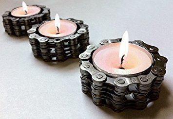 Bike Chain Tea Light Candle Holders Set of 2