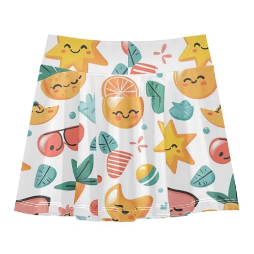 High-Waist Toddler Skirts Cute Fun Emojis Girls' Athletic Skorts for Running X-Small
