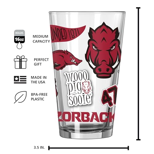 Image of Logo Brands NCAA 16 oz Pint Glass - Durable Glass With Bold Team Color- Chip-Resistant Rim Drinkware For Fans, Tailgates, Home Bars & Everyday Use