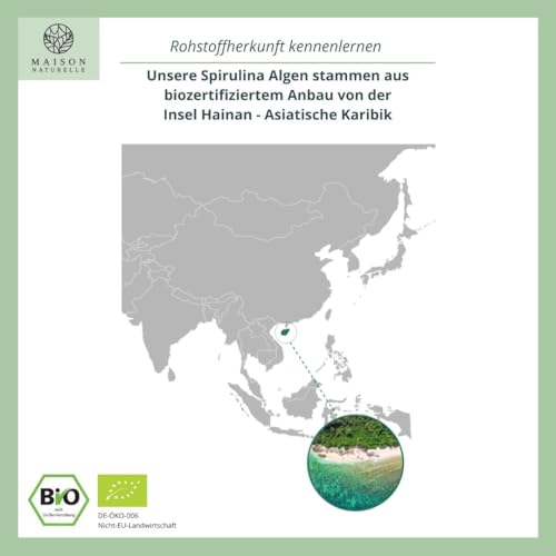MAISON NATURELLE® | Bio Spirulina & Chlorella Mix (500 Stück) - Hochdosiert mit 2400mg Bio-Spirulina Alge & 2400mg Bio Chlorella Alge je Tagesdosis