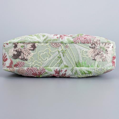 Straw Clutch Purses for Women Summer Clutch Sequin Floral Evening Bag Chic Embroidered Beaded Top Handle Purse 20254