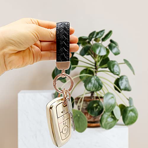 Hzmm Genuine Leather Car Keychain, Universal Key Chains, Leather Car Keychain, Handmade Knit Sheepskin Key Chains, Universal Leather Car Keychain With Anti-Lost D-Ring, 2 Keyrings And 1 Screwdriver #TOP4