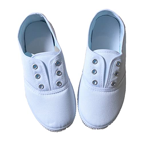 Unpafcxddyig Kids Lace up Sneakers Athletic Running Tennis Sport Shoe Canvas Shoes White3