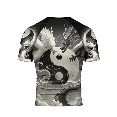 Dragon Men's Rash Guard Short Sleeve BJJ Rashguard for Men Jiu Jitsu Rash Guard Tight Compression Shirt3