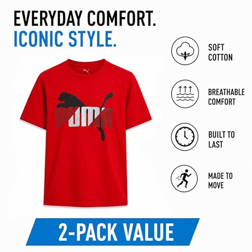 Image of PUMA Boys T-Shirts Athletic Crewneck Short Sleeve Tees (Sizes S-XL)