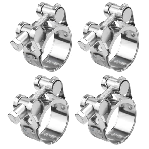 Fomiata 4 abrazaderas de manguera de acero inoxidable 201, rango de abrazadera de 32 a 35 mm, ancho de la banda de 20 mm (32-35 mm, 4 piezas)