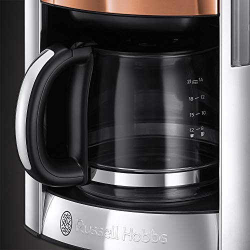 Russell Hobbs Cafetera de Goteo Luna Copper - 14 Tazas, Jarra Cristal 1,8L, Programable, Soporte de Filtro Lavable… - Imagen 4