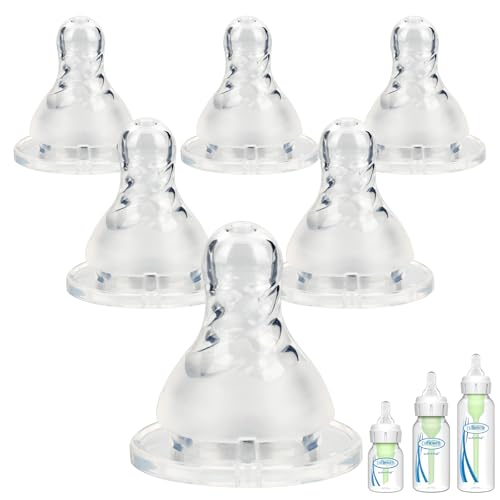 Image of Silicone Nipple for Dr. Brown's Narrow Baby Bottle,Level 2 Bottle Nippls, Medium Flow, 3m+, 6 Count