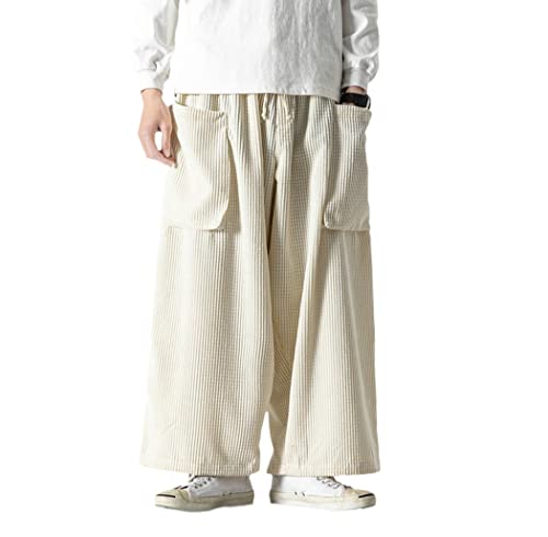 Pantalon cargo pour homme FULBHPRINT blanc oversize 4XL style ample avec poches