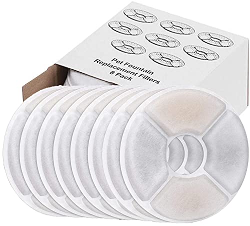 MonySun Cat Water Fountain Filters 54oz/1.6L for Flower Fountains 8 PCS, Pet Flower Fountains Replacement Filters with Resin and Active Carbon for Dogs and Cats Drinking Fountain