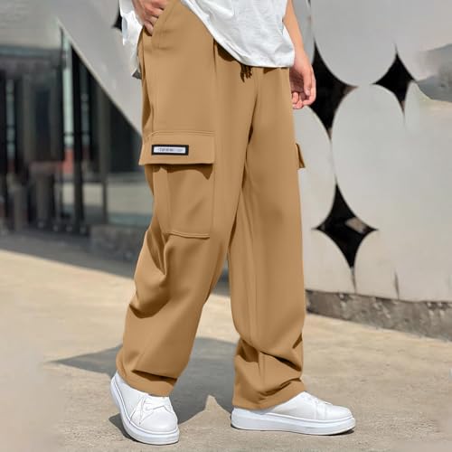 Cargo Pants for Men Baggy Ripstop Chinos Outdoor Travel Hiking Pants Drawstring Waist Cargo Sweatpants with Pockets2