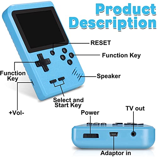 Fivejoy-Azul-o-Rojo-Consola-de-Juegos-Portatil-Consola-Retro-400-Juegos-Clasicos-Juegos-Electronicos-Portatiles-Soporte-TV-Juegos-Portatiles-y-Dos-Jugadores
