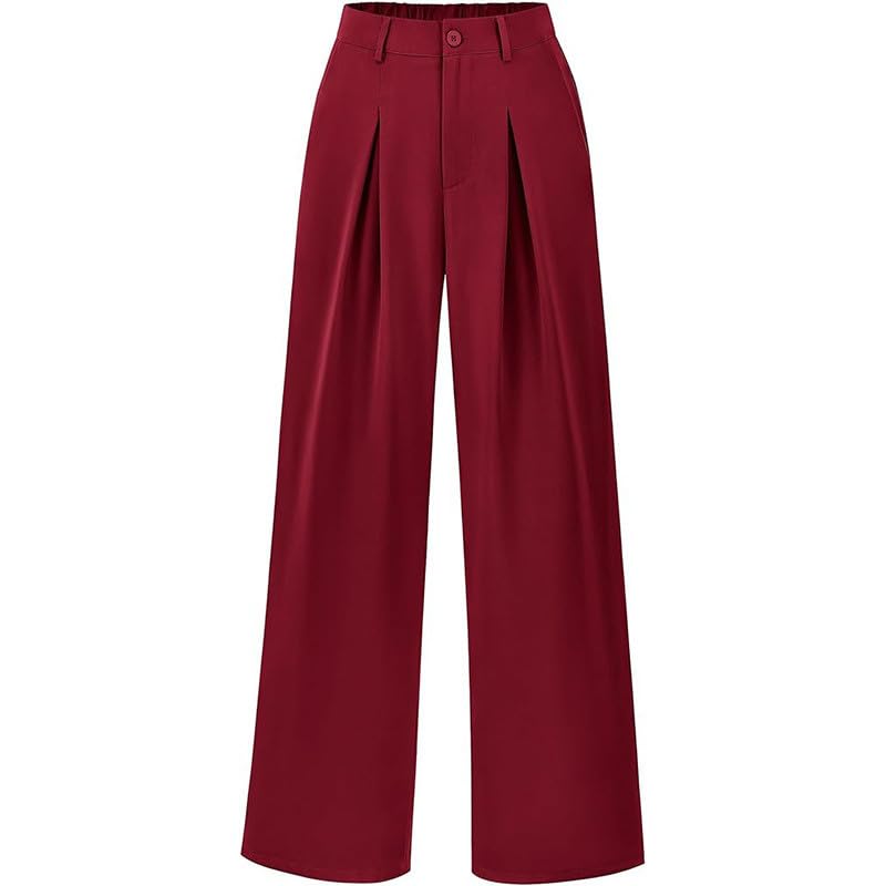HGps8w Womens Pleated Straight Suit Pants, Classic High Waisted Versatile Business Casual Dress Pants with Pockets